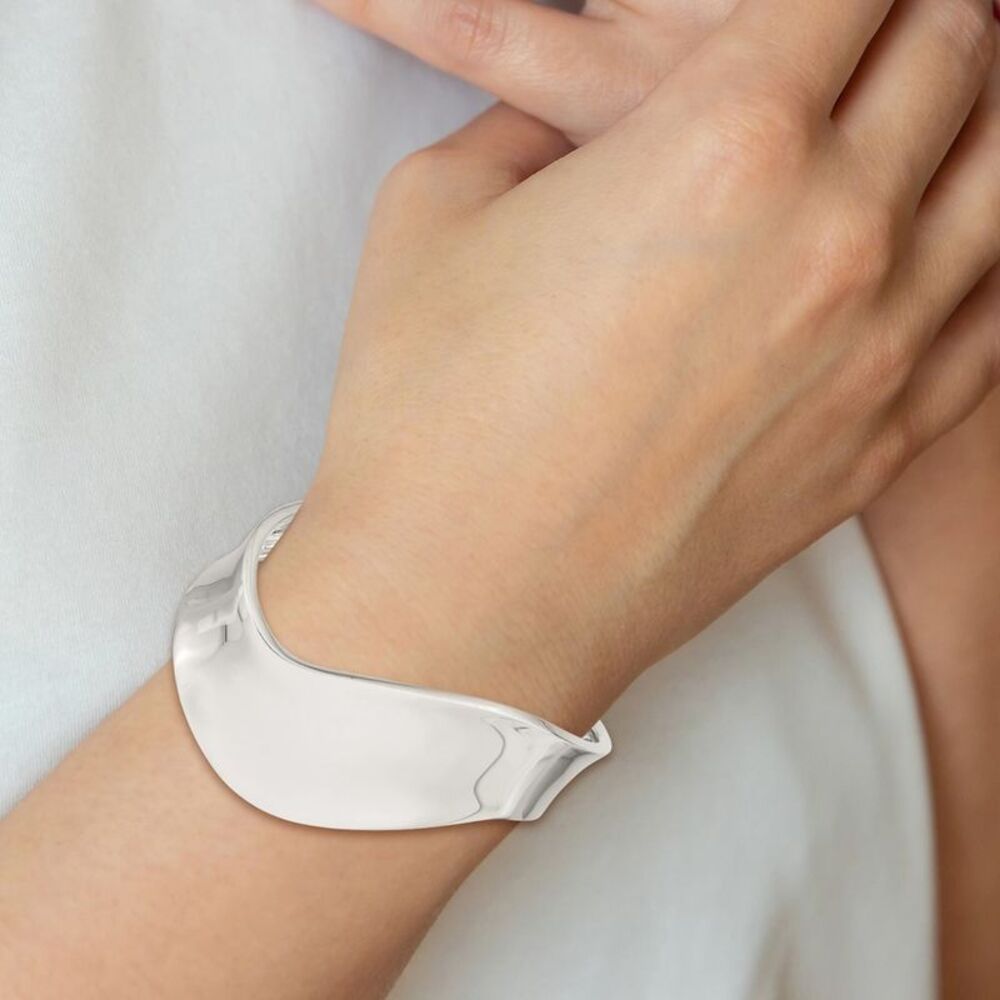 Kazi Luxury Sterling Silver Wave Cuff Bangle - image 4